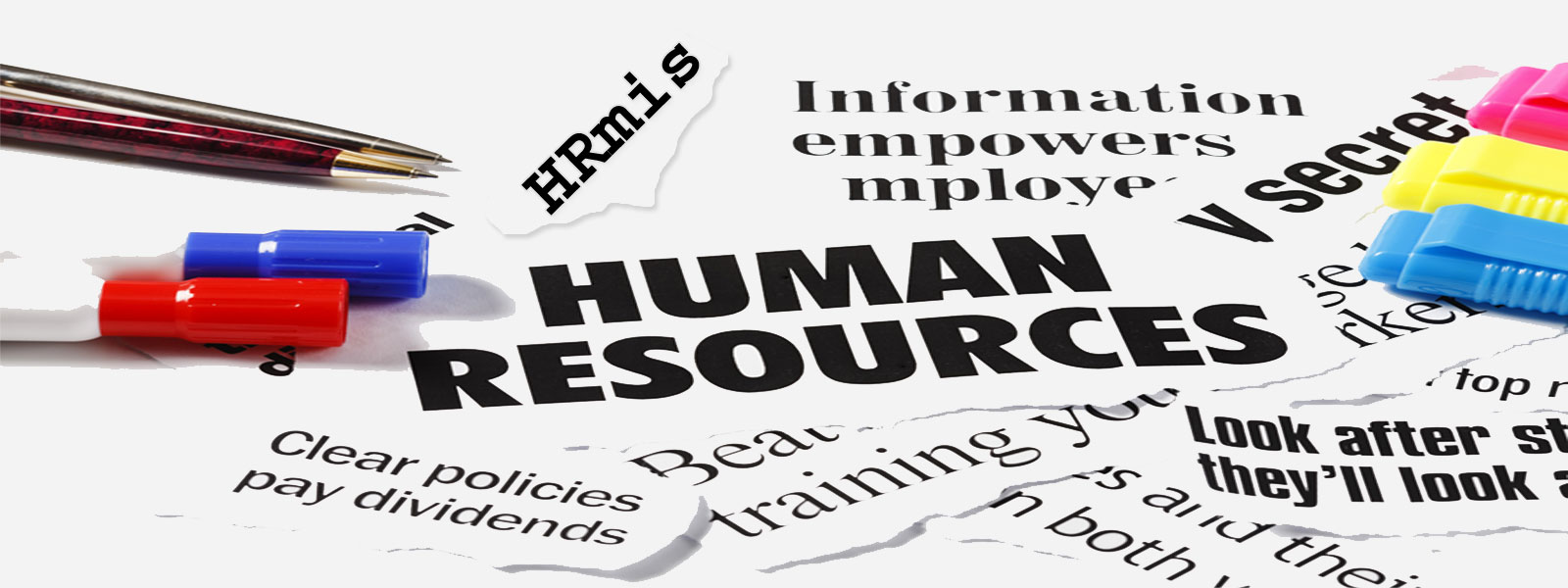 HRmis lettering with human resources themed words